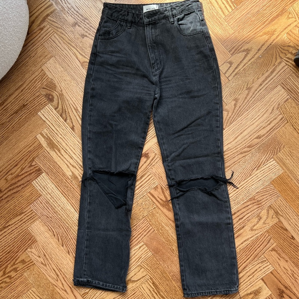 Rollas straight leg black jeans size 25